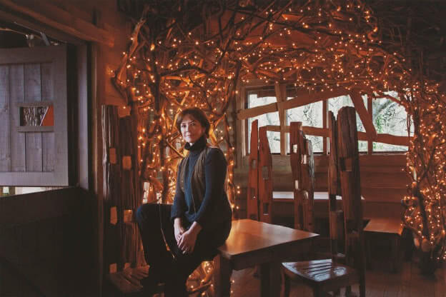 Severe Duchess Jane Percy inside Alnwick's dreamy Treehouse restaurant
