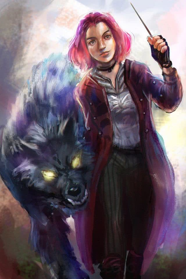 Harry Potter's Nymphadora Tonk and a fierce wolf