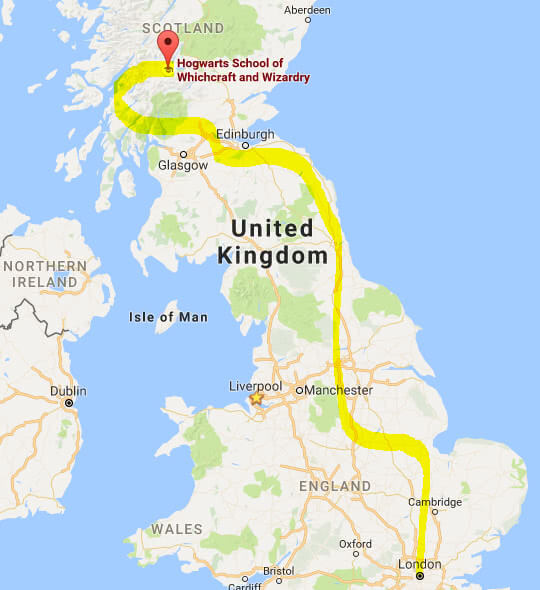 Route of the Hogwart's Express as revealed in the Cursed Child